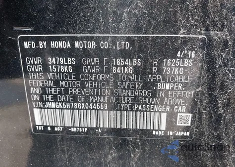 2016 Honda Fit Ex z USA, uszkodzony, nr VIN JHMGK5H78GX044559